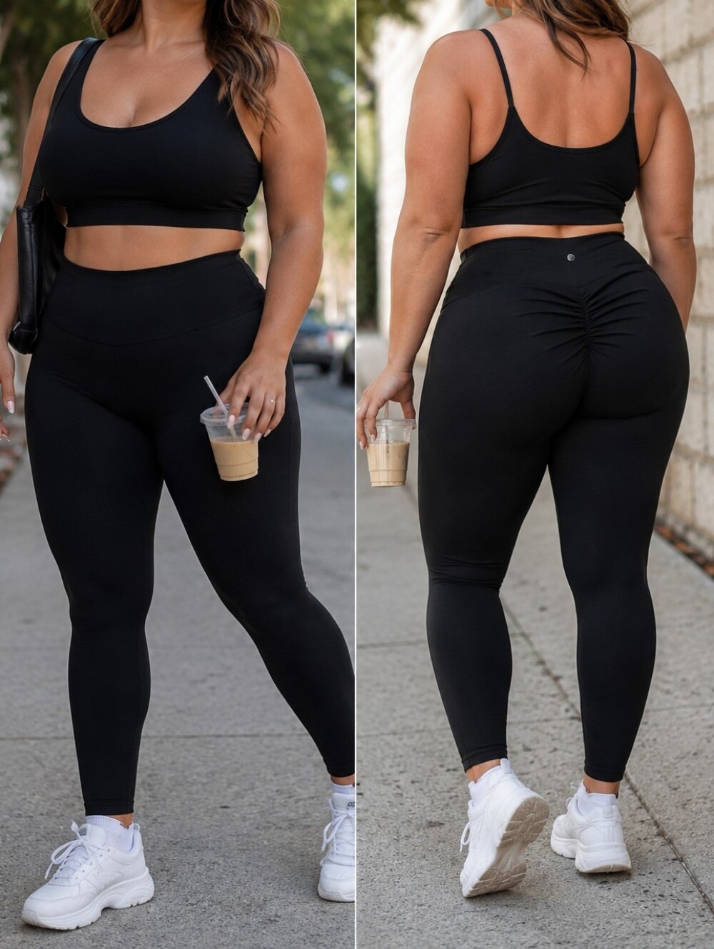 ZYIA Black High-Waist Scrunch Butt Lift Performance Leggings Sculpting Yoga Gym
